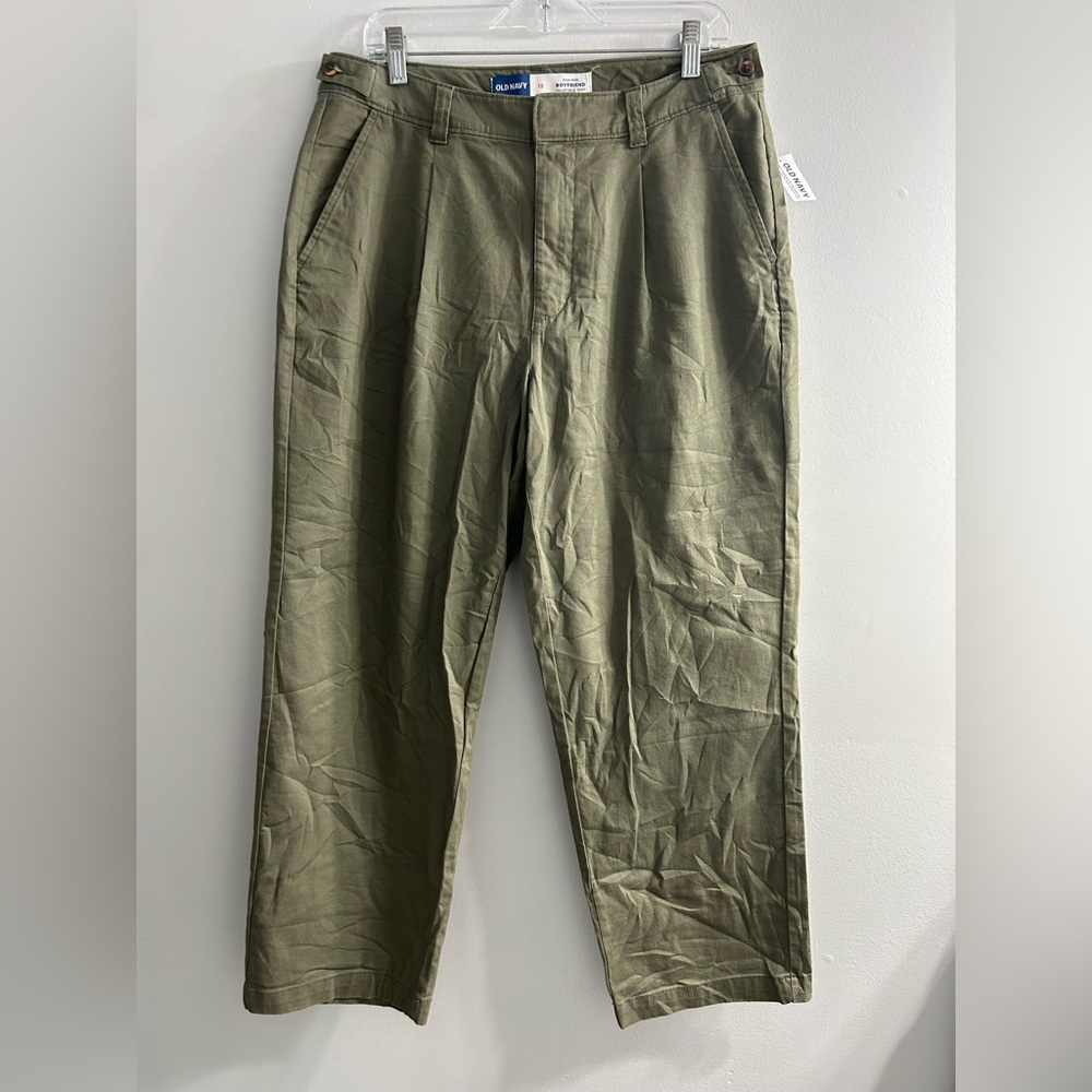 Old Navy Olive Utility High-Waist Wide Leg Trousers